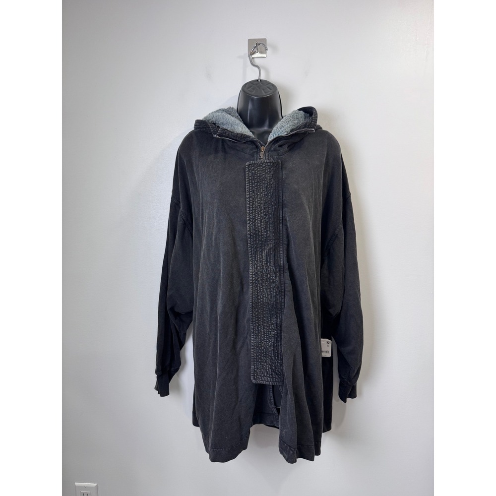 NWT Free People Women Grey Hooded Faux Fur Lined Oversized Jacket Small